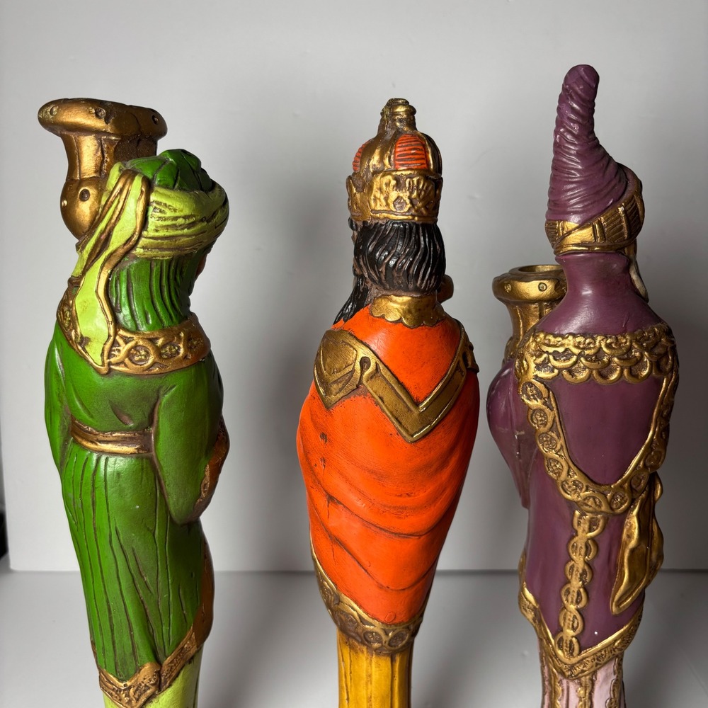 Vintage Set of Wise Men Nativity Figures Candle Holders Christmas Decor Ceramic - Picture 12 of 16